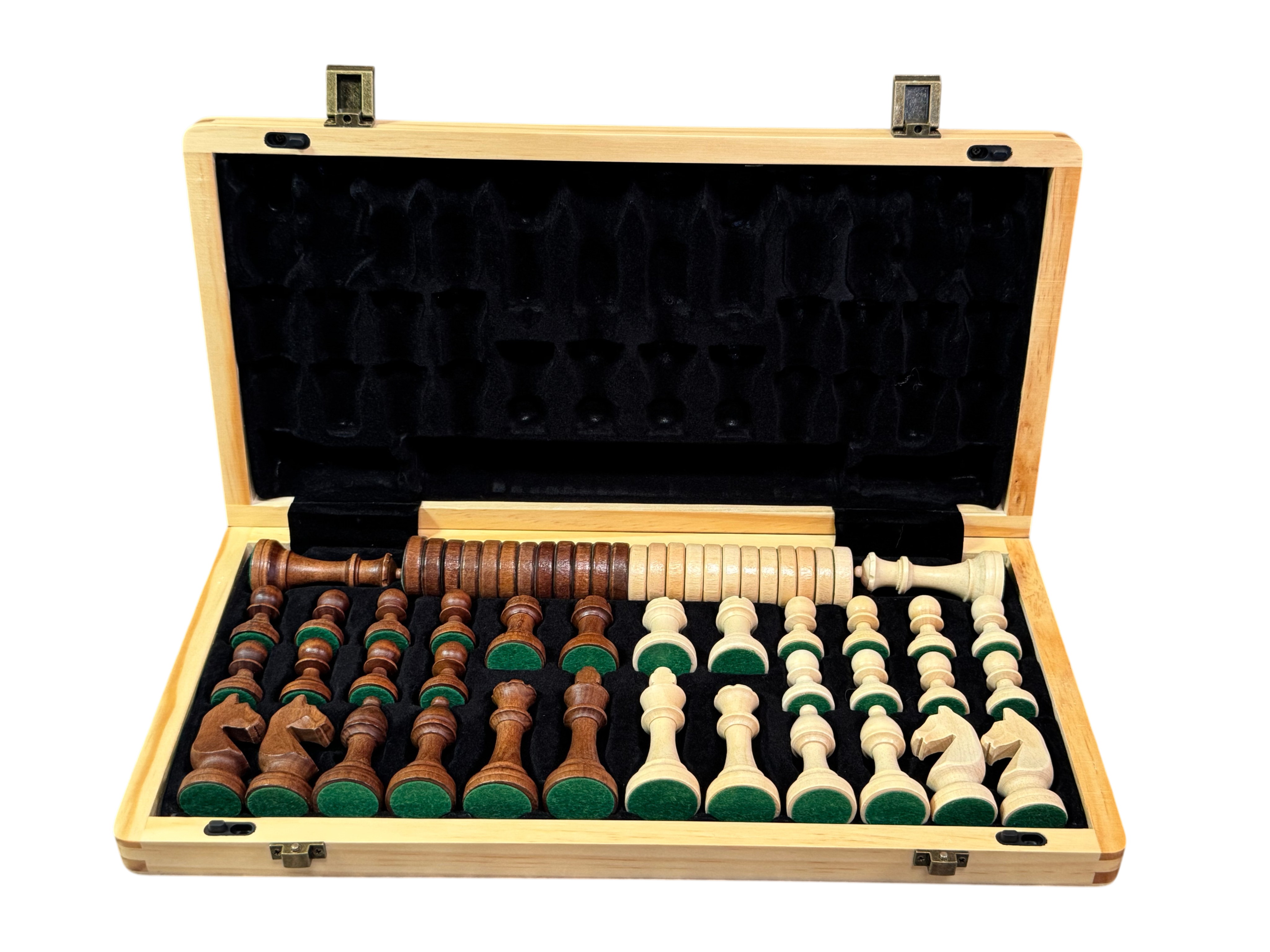 15 Inch Solid Walnut Maple Folding Magnetic Chess Set - CHESSMAZE STORE UK