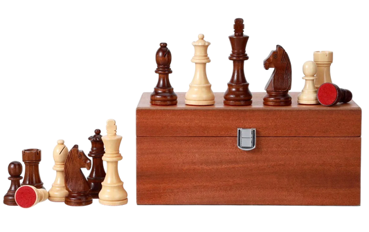 Mahogany Grand Master Chessmen and Box - CHESSMAZE STORE UK