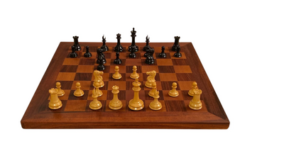 Leuchars Cooke 1849 Reproduction Chess Set with Antiqued 21-Inch Chessboard - Slide Lid Box - CHESSMAZE STORE UK