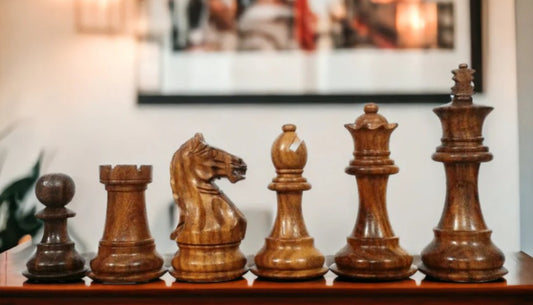 3.25" Queens Gambit Supreme Fierce Knight Acacia Chess Pieces - CHESSMAZE STORE UK