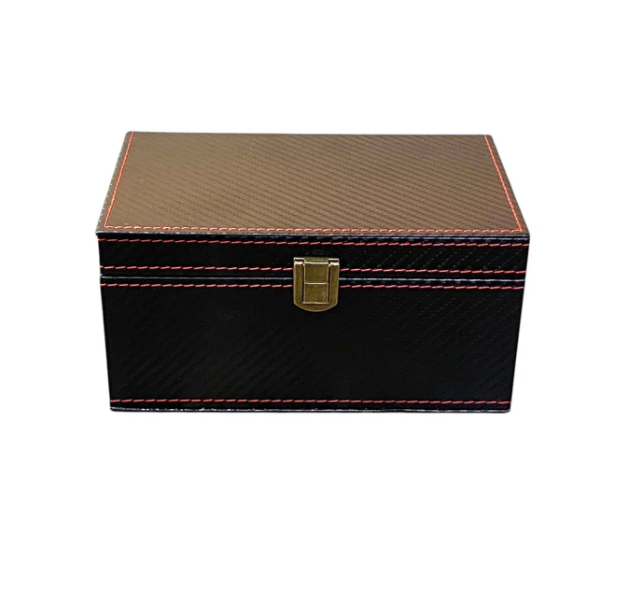 Black Red Stitching Vinyl Chess Box-Small - CHESSMAZE STORE UK