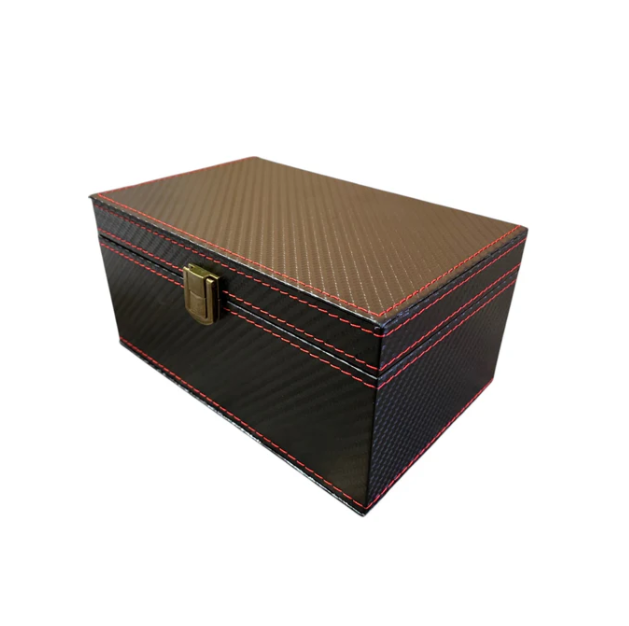 Black Red Stitching Vinyl Chess Box-Small - CHESSMAZE STORE UK