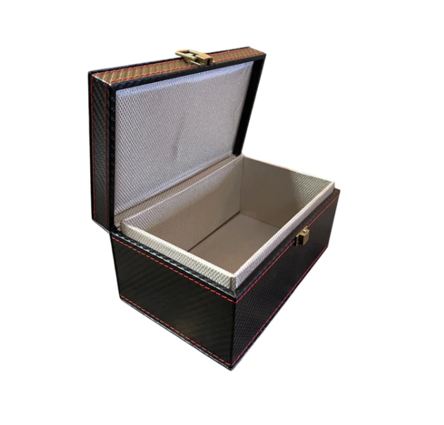 Black Red Stitching Vinyl Chess Box-Small - CHESSMAZE STORE UK