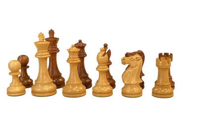 British Deluxe Acacia & Boxwood Staunton Chess Pieces – 4-Inch King - CHESSMAZE STORE UK