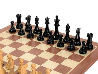 4" Black Winchester Chess Pieces 19" Mahogany Board & Box -  CHESSMAZE STORE UK 