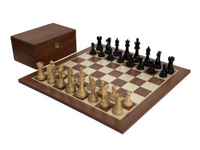 4" Black Winchester Chess Pieces 19" Mahogany Board & Box -  CHESSMAZE STORE UK 