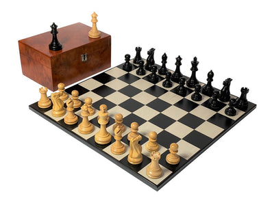 4" Winchester Black Pieces 18.5" Anegre Contemporary Board & Root Wood Box -  CHESSMAZE STORE UK 
