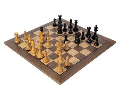 3.5" Stallion Black Chess Pieces 19" Walnut Chess Board & Walnut Box -  CHESSMAZE STORE UK 