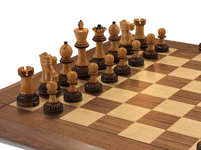 3.75" Parker Pieces, 20" Walnut Bevell Edge Chess Board -  CHESSMAZE STORE UK 