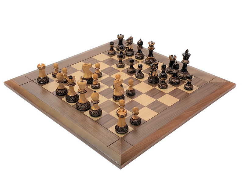 3.75" Parker Pieces, 20" Walnut Bevell Edge Chess Board -  CHESSMAZE STORE UK 