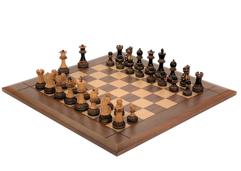 3.75" Parker Pieces, 20" Walnut Bevell Edge Chess Board -  CHESSMAZE STORE UK 