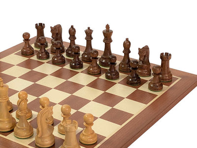 4" Leningrad Acacia Chess Pieces 19" Mahogany Board & Box -  CHESSMAZE STORE UK 