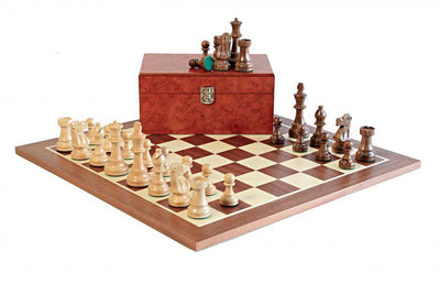 3.75" British Acacia Pieces 19" Mahogany Board & Burl Chess Box -  CHESSMAZE STORE UK 