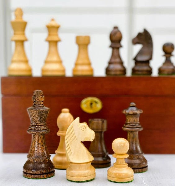 Classic 3.75" Staunton Acacia Chess Pieces & Mahogany Box -  CHESSMAZE STORE UK 