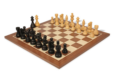 British Ebonised 3.75" Chess Pieces, 19" Walnut Board & P.U Storage Box -  CHESSMAZE STORE UK 