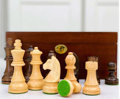 Classic 3.75" Staunton Acacia Chess Pieces & Mahogany Box -  CHESSMAZE STORE UK 