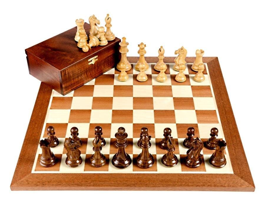 3.25" Fierce Knight Acacia Pieces 19" Mahogany Chess Set & Box - CHESSMAZE STORE UK
