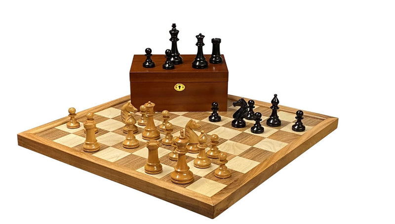 22" Acacia Boxwood Chessboard, Hastings Chess Pieces, & Mahogany Storage Box -  CHESSMAZE STORE UK 