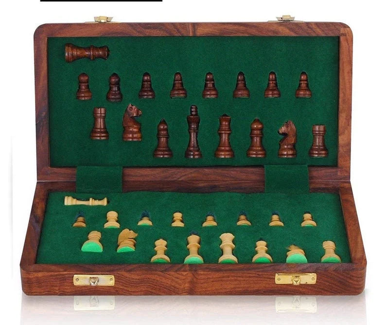 10" Folding Magnetic Handmade Wooden Travel Chess Set -  CHESSMAZE STORE UK 
