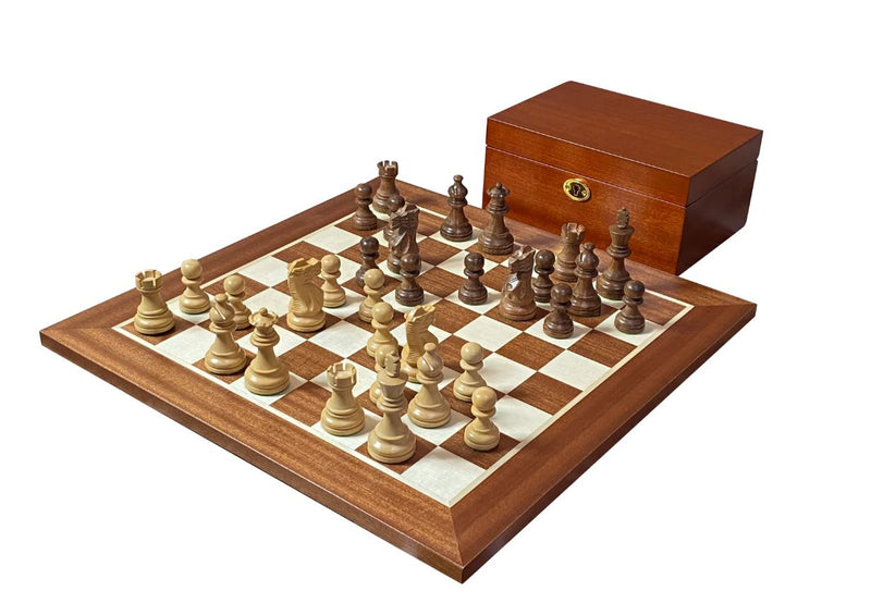Elite Acacia 15.75" Mahogany Chess Set & Deluxe Mahogany Storage Box -  CHESSMAZE STORE UK 