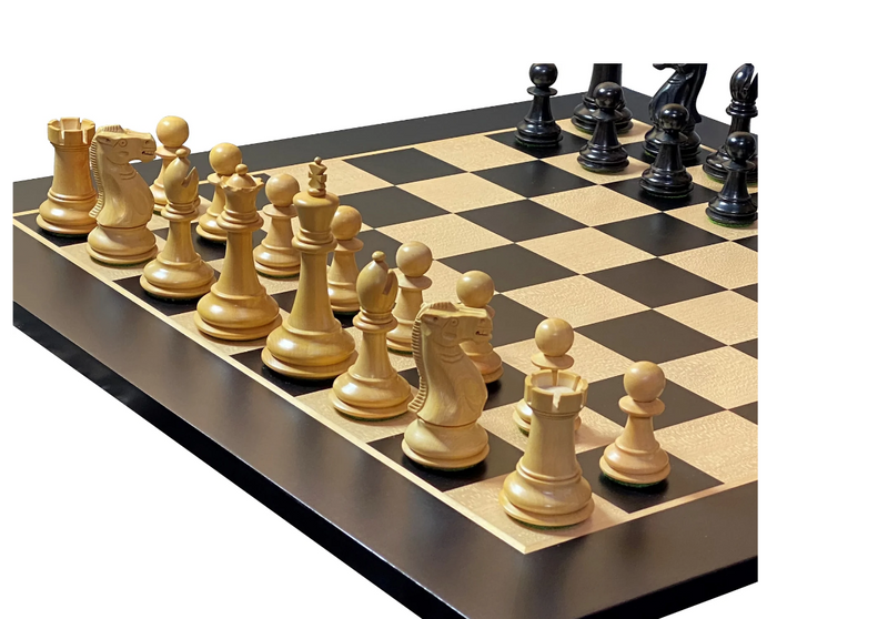 Old English 3.75" Black Chess Pieces, 20" Anegre Chessboard & Vinyl Storage Box -  CHESSMAZE STORE UK 